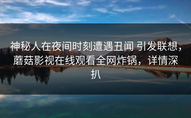 神秘人在夜间时刻遭遇丑闻 引发联想，蘑菇影视在线观看全网炸锅，详情深扒
